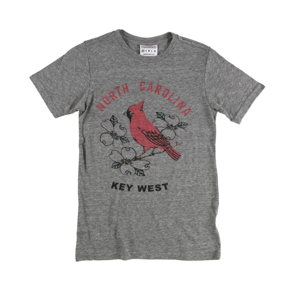 rxmance Womens North Carolina Key West Graphic T-Shirt, Grey, XS, DM